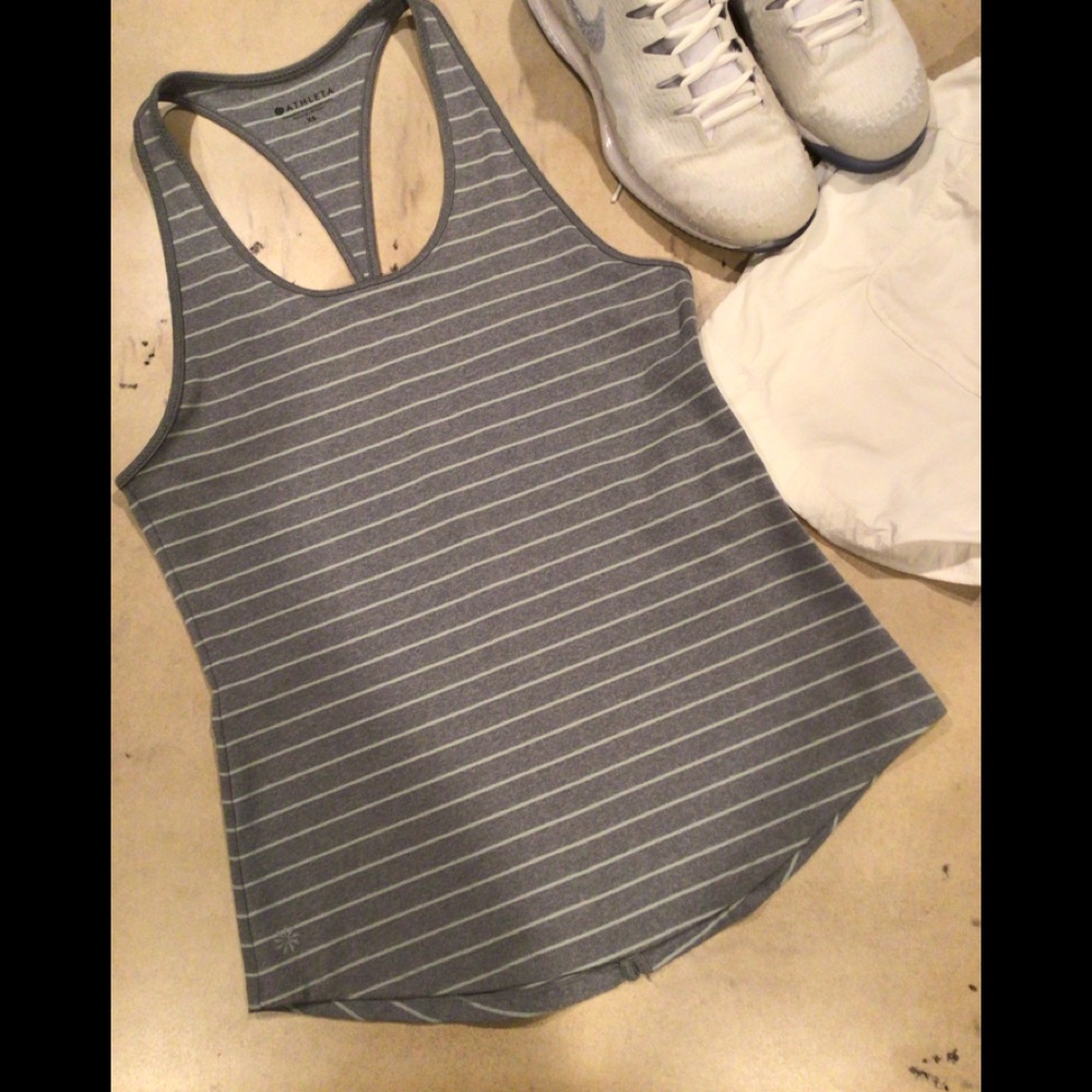 Athleta Gray Stripe Racer Back Tank